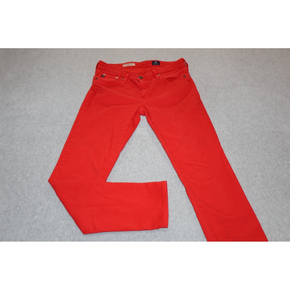 AG Adriano Goldschmied The Stevie Ankle Jeans Womens 28x27 Red Slim Straight Leg